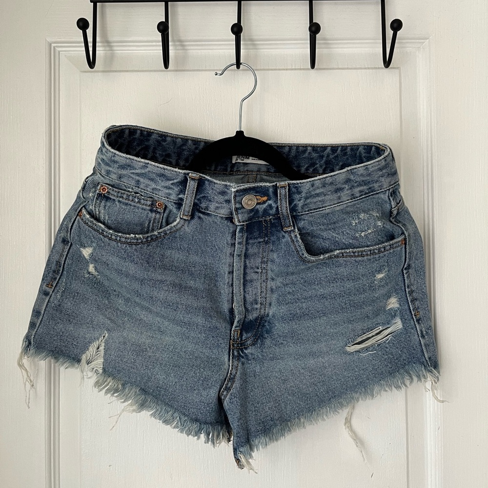 Zara Blue Distressed Jean Shorts